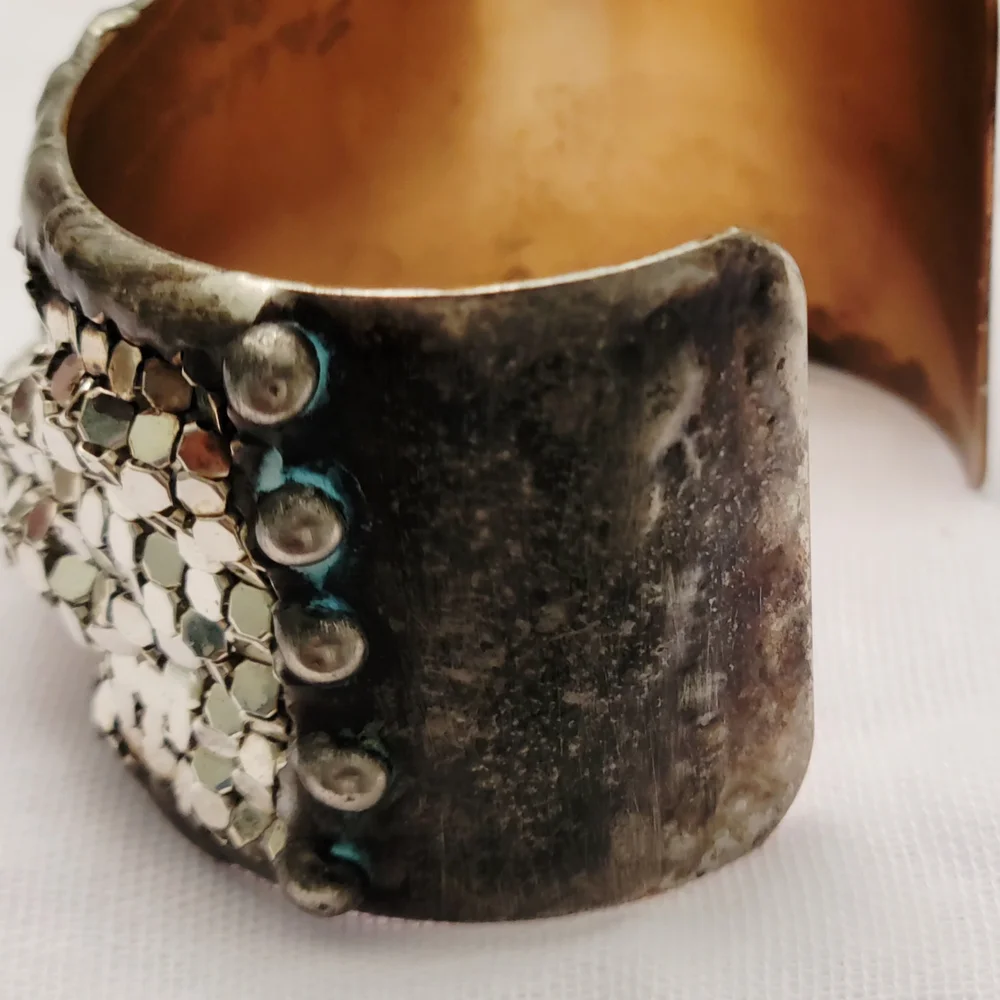 Mikal Winn Designs Silver Mesh Cuff, Signed - Picture 2 of 5